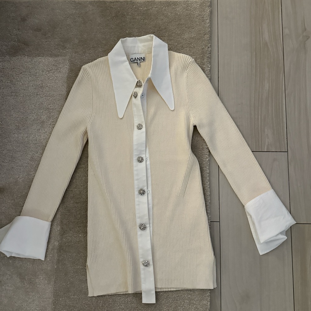 Ganni button down jewel top